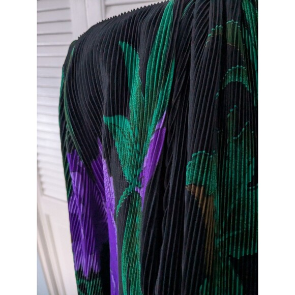 Vtg GDT Too Open Front Cardigan Women's XL Colorful Top Slinky Accordion 80s - Picture 4 of 11